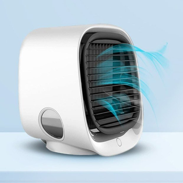 AiraBreeze portable evaporative air cooler with cool blue airflow — best seller 2026